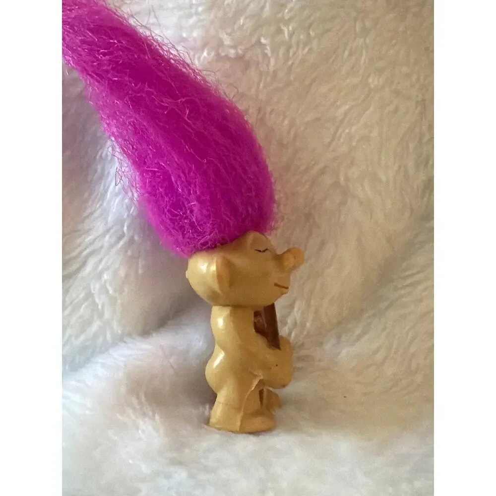 Vintage Troll Doll Violin Fiddle PVC Figure Pink Hair Mini 2